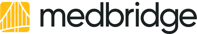 Medbridge logo with a yellow and white bridge graphic next to black "medbridge" text.